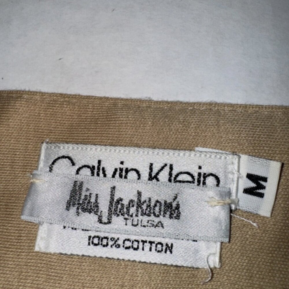 Vintage Calvin Klein Women’s Pencil Skirt Size Medium Color Tan 100% Cotton - Picture 6 of 7